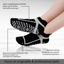 ZAKASA Men's Non-Slip Yoga Socks: Pilates Grip Ankle Sock Cotton Seamless Breathable For Sports Home Hospital UK 8-11 Color 3 Pairs
