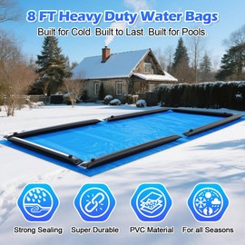 Camitlli Pool Cover Weights Inground 8FT Water Tubes-Heavy Duty Cold-Resistant 0.7mm PVC Leakproof Construction,Twist-Cap Water Bags for Secure Fit-Thick Pool Water Bags for Winter Water Weight 6 Pack