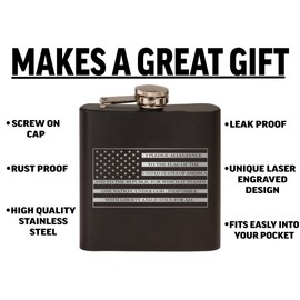 Rogue River Tactical Pledge of Allegiance USA American Flag Stainless Steel Hip Flask Premium Matte Black Makes a Great Gift for Him Dad Father