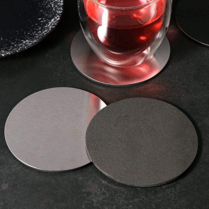 Cup Coasters, Newness Cup Coasters Set with Decorative Rack, Stainless