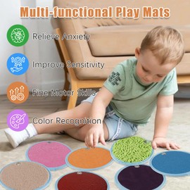 niCWhite Sensory Mats for Autistic Children Assorted Textured, Sensory Floor Tiles Educational Tactile Sensory Toys for Kids Baby Toddler, Sensory Wall Panel, Sensory Room Equipment (8)