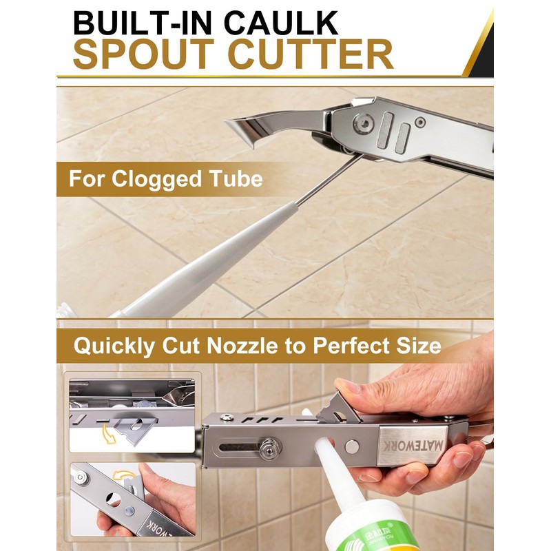 Matework 6 in 1 Caulking Tool, Stainless Steel Caulk Remover
