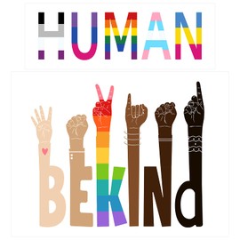Be Kind Stickers 2 Pieces Pride Sticker Rainbow Bumper Stickers Pride Decals for Cars Be Kind Sign Custom Sticker ASL Stickers for Laptop Motorcycles Helmet Bottles Refrigerator Window Wall Decoration