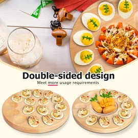 AceList Reversible Wood Charcuterie Board with Lid - Deviled Egg Platter & Holder - Countertop & Refrigerator for Easter & Thanksgiving