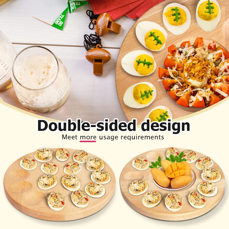 AceList Reversible Wood Charcuterie Board with Lid - Deviled Egg