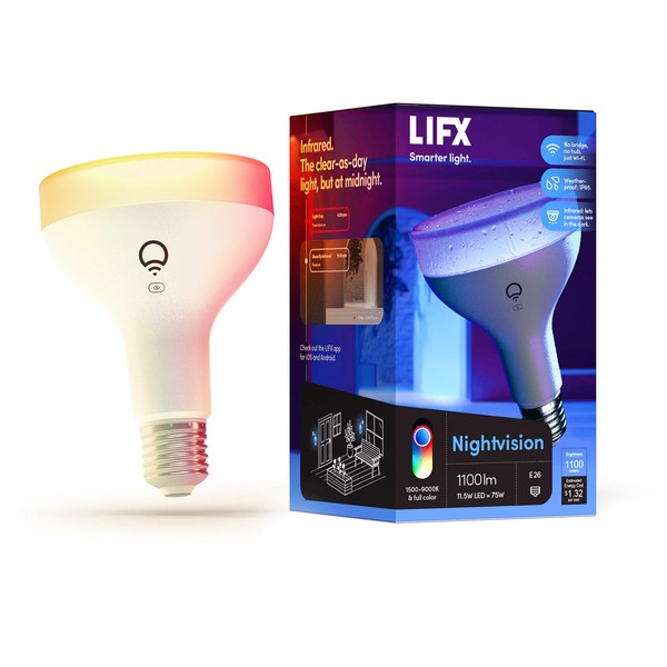 LIFX Color BR30 (Nightvision Edition), 1100 lumens E26, Wi-Fi Smart LED Light Bulb, Full Color and Whites, No Bridge Required, Works with Alexa, Hey Google, HomeKit and Siri (4-Pack)