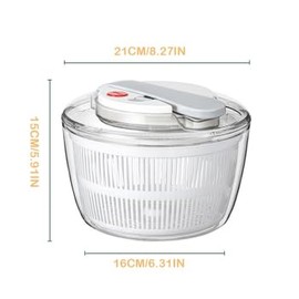 Manual Salad Spinner Lettuce Dryer Fruit Vegetable Washer Dryer with Stop Button