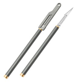 ainhue A535 Pocket Scalpel Utility Knife, 10pcs #11 Blades, 5.35 inch Cylinder Titanium Handle, EDC Multi-Tool Knives for Box Opening, DIY Craft (Grey)