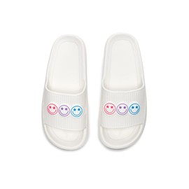 Living Royal Women's Pool Slides, Non-Slip Beach and Pool Shoes, 100% EVA, Star Smile Design, Medium Size