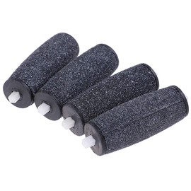 Replacement Roller Heads for Amope Pedi Perfect Electronic Foot File Extra Coarse Smooth Black - Pack of 4