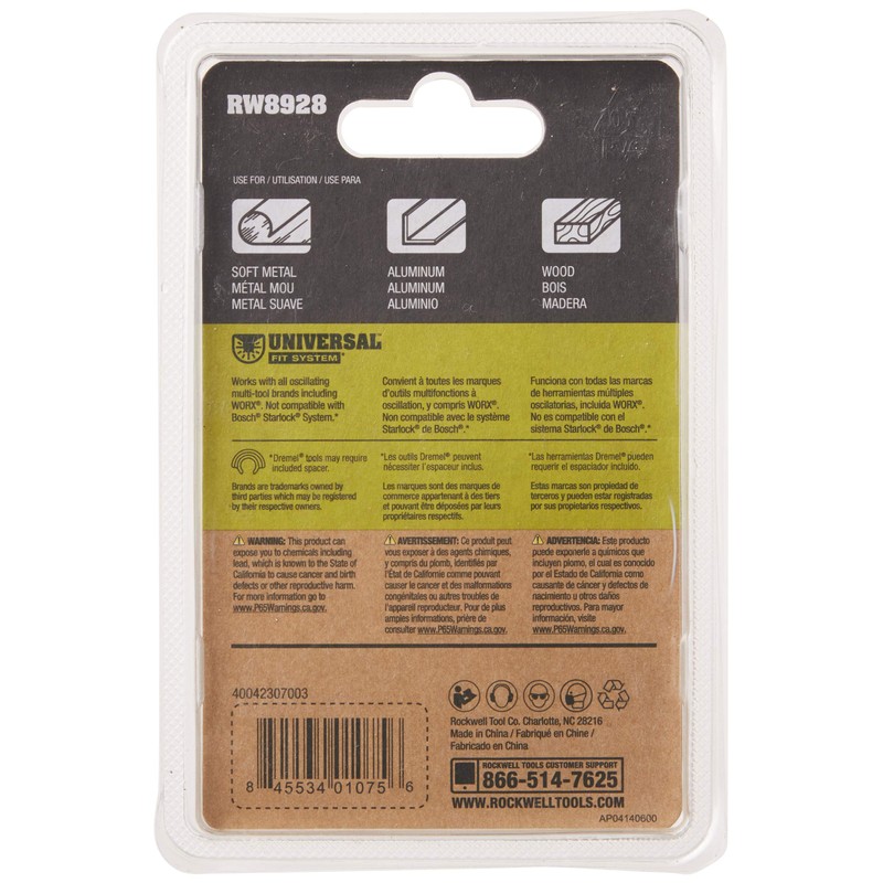 Rockwell RW8928 3-1/8-Inch Sonicrafter Oscillating Multitool HSS Semicircle Saw Blade