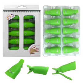 Pana 10pcs Reusable Acrylic Nail Soak Treatment UV Gel Polish Remover Clip Cap Manicure Tool (Green Color)