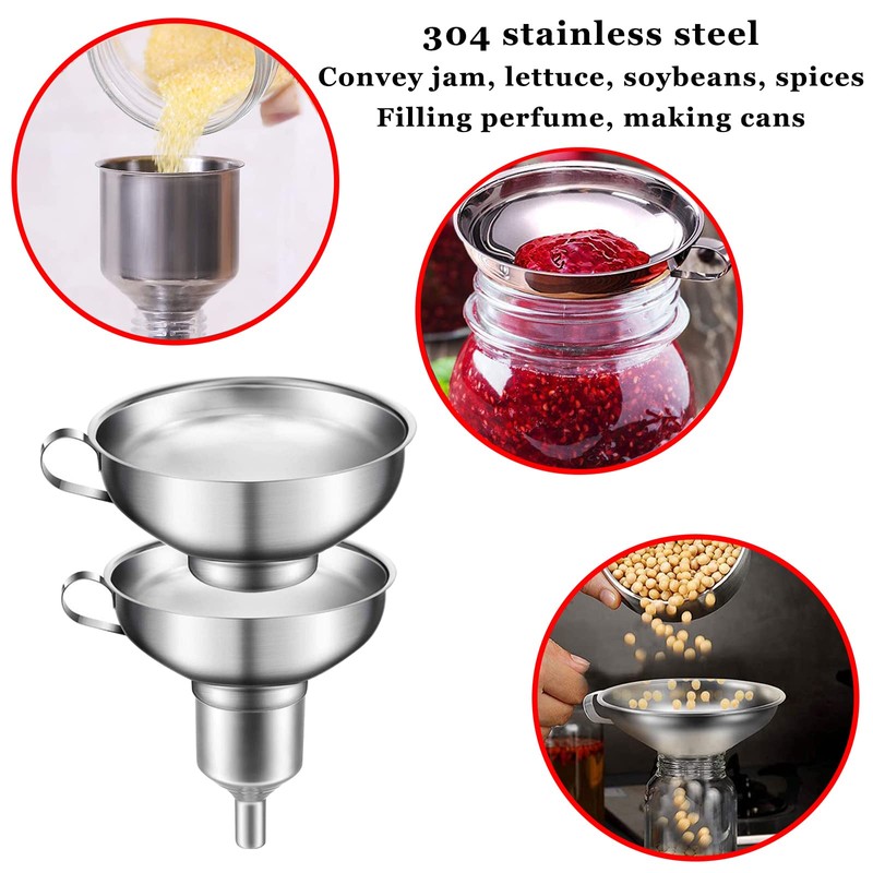 Stainless Steel Funnel Kitchen Jam Funnel with Preserving Jars Lifter