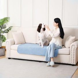 DUJUIKE Waterproof Mattress Protector, Washable, Absorbent Incontinence Pad, Suitable for Adult/Child Care, Pet Nappy Mat, Anti-Leak and Non-Slip Design (Blue, 90 x 135 cm)