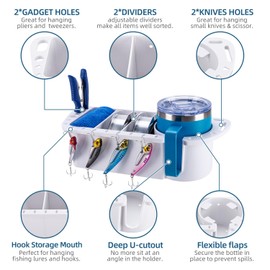 Sohinda Boat Cup Holder, Boat Caddy Organizer, Multifunctional Boat Storage Organizer for Boat, Kayak, Pontoon, Bass Boat, Jon Boat - Fishing Tool Holder, Boat Fishing Accessories(White)