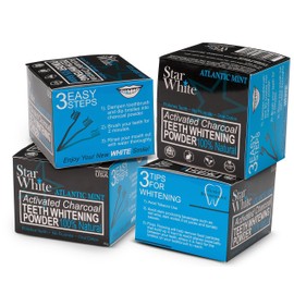 Activated Coconut Charcoal 100% Natural Teeth Whitening Powder Spearmint Flavour by Star White | Polishes Teeth | No Flouride | Manufactured in The USA |