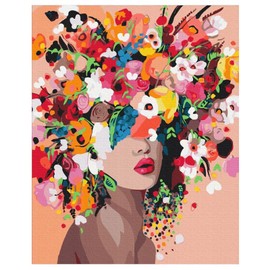 SHOWHEEL Paint by Numbers Adults, 40 x 50 cm, DIY Hand-Painted Oil Painting Kit, Painting by Numbers for Adults and Children, Colourful Flowers Woman, Comes with Paint and Brush, on Canvas Gift