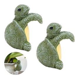 WSDMAVIS 2Pcs Cute Tortoise Flower Pot Hugger Mini Tortoise Figure Plant Pot Hanger Creative Hanging Sea Animal Statue for Garden Balcony Patio Yard Decor for Fence Ornaments