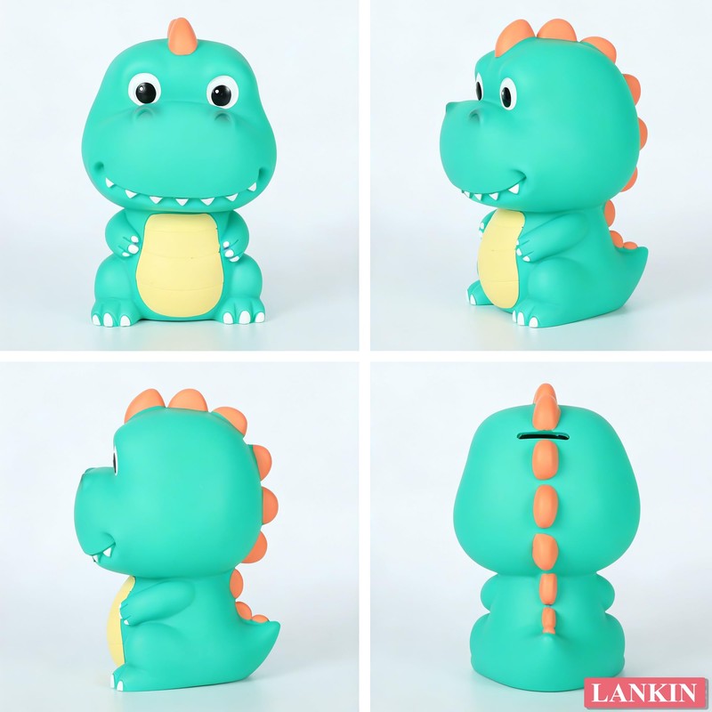 T-Rex Piggy Bank, Dinosaur Coin Bank, Sturdy Piggy Bank(Light Green)