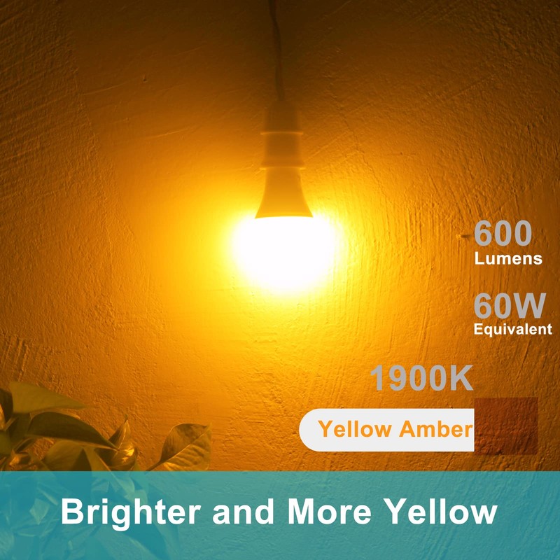 Qualilux Dusk to Dawn Bug Light Bulbs Outdoor, 1900K Amber