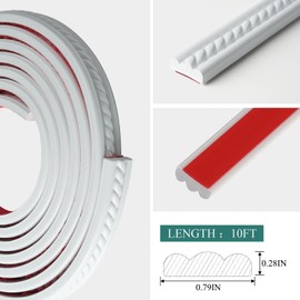 YEFANXI Flexible Chair Rail Panel PVC Wall Molding Trim – 0.79IN*0.28IN, 10 FT Roll, 3D Twisted Cable Pattern, Self-Adhesive, Paintable, Easy Installation for Home Decor(0.79in*0.28in)