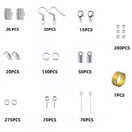 THJOPOKEEL Kit de Bisutería para Hacer Aretes, Joyas, Bisutería Material para Hacer Joyería de Herramientas, Kit de Suministros Herramientas para Hacer o Reparar Joyas Plata