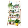 COPREE Bamboo 3-Tier Hanging Plant Stand Planter Shelves Flower Pot
