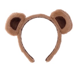 Vonokee ﻿Brown Bear Ears Headband Costume, Cute Care Movable Face Washing Headband,Soft Makeup Headband Plush Hair Hoops Hair Accessories