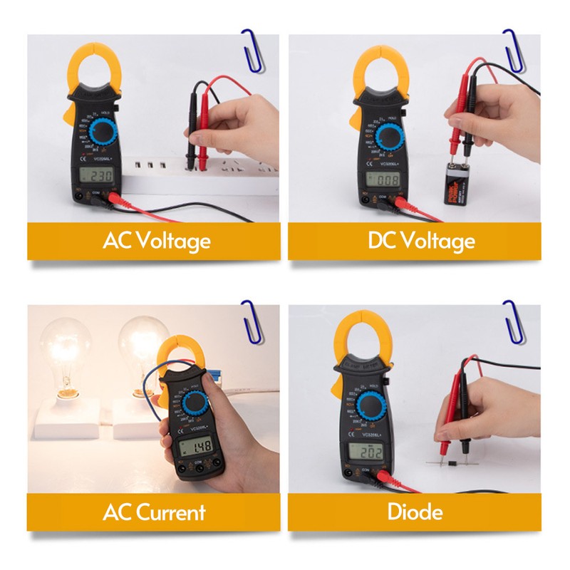 Digital Clamp Meter Multimeter Measures Resistance Alternating and Direct Current