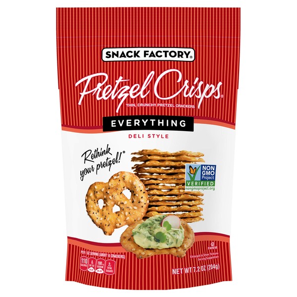 Snack Factory Pretzel Crisps, Everything, 7.2 Oz Bag