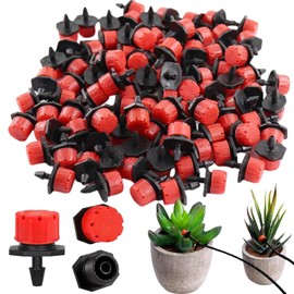 Pack of 100 Irrigation Dripper Sprinkler Irrigation System Garden Micro Drip Irrigation Accessories for Flower Beds, Vegetable Gardens, Lawns