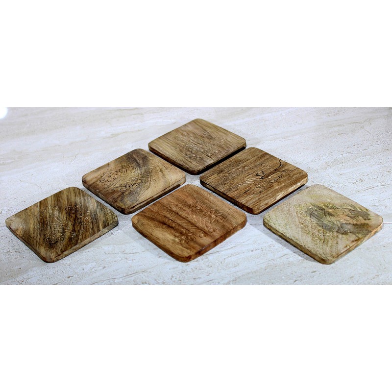 StonKraft Square Wooden Coasters for Tea & Coffee – Handmade