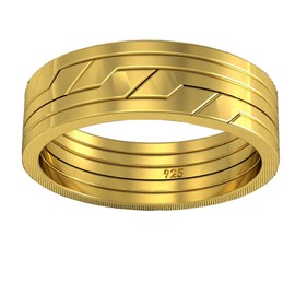 OFLIUM 5 Band Chain design 925 Sterling Silver Turkish puzzle ring, 18K Gold plated Yellow color or Silver color Braided Knot interlocking ring (18K Yellow Gold Plated, 10)