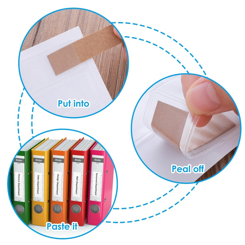 Thinp 120 Pcs Self Adhesive Pockets，Clear Label Holders Binder Labels