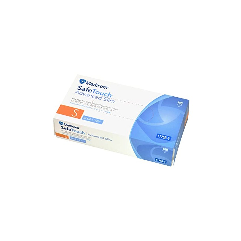 A.R. Medicom Safe Touch Nitrile Gloves, Powder Free, S, Slim
