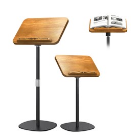 NAMON Floor Book Stand for Reading, 100% Solid Wood, Height Adjustable from 16.5" to 51", Floor Reading Stand with Page Clip for Cookbooks, Sheet Music, Projector (Without T-Shaped)