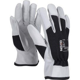 HandschuhMan. OX-ON Stone Work Gloves Soft Leather Gloves with Spandex Backing Size 7-12, 1 Pair (12/3XL, Black)
