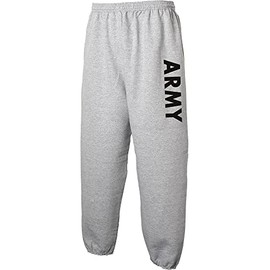 Army Sweatpants - Classic Military Theme Elastic Bottom Sweatpants in Gray - XX-Large