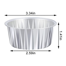EUSOAR Disposable Ramekins, 100pcs 5oz Aluminum Foil Baking Cups Cupcake Liners, Silver Dessert Cups Wrappers Containers, Muffin Creme Brulee Recyclable Catering Favor Baking Cups for Party Weddings