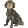 Sandicast Small Size Brown Labradoodle Sculpture, Sitting