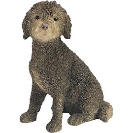 Sandicast Small Size Brown Labradoodle Sculpture, Sitting