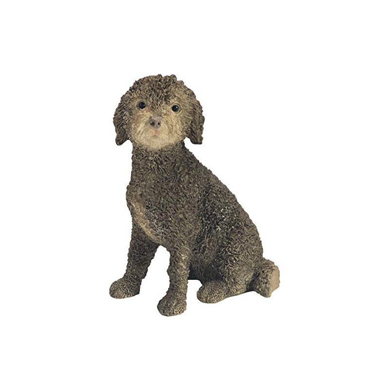 Sandicast Small Size Brown Labradoodle Sculpture, Sitting