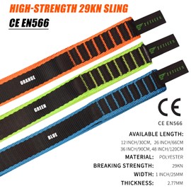 TFTICFH 25mm Climbing Sling Runner- 29kN CE Tubular Webbing- Heavy Duty Strap for Arborist, Firefighter Rescue, Rock Climbing, Rappelling, Rigging, Swing, Hanging,Yoga Hammock,Tree Work,120cm,Blue,1pc