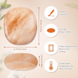 Swiffen Flat Oval Massage Stone Crystal Hand Carved Stone for Massage Therapy Himalayan Salt Massage Rocks Natural Pink Heated Warmer Stone for Spa Massage Salt and Sugar (6 Pcs)