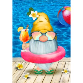 America Forever Happy 4th of July Patriotic Gnomes House Flag 28 x 40 inch Double Sided Uncle Sam Independence Day Celebrate USA Red White Blue Stars & Stripes Yard Outdoor Decor