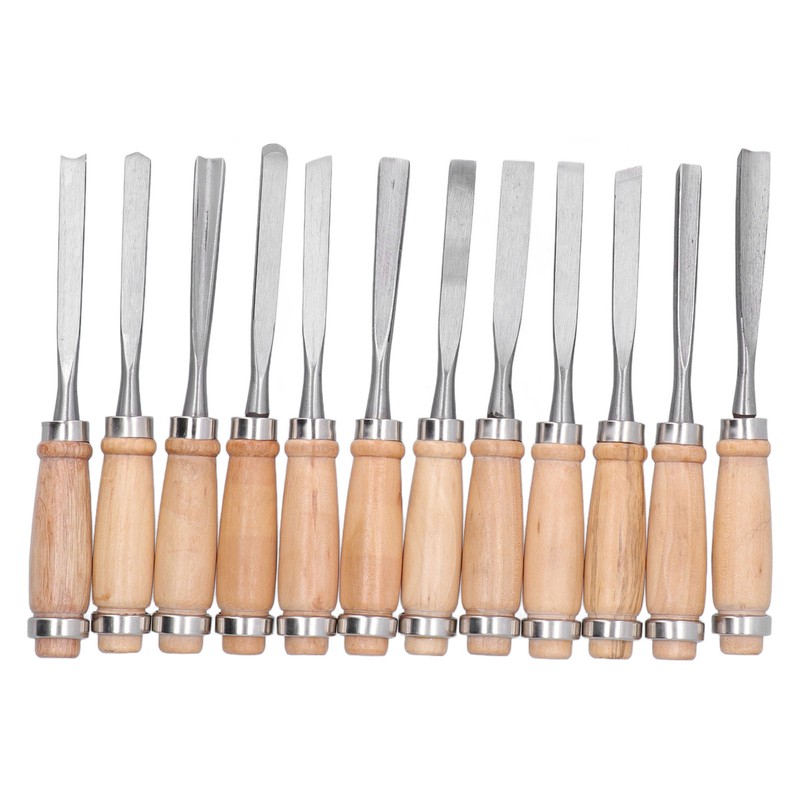 12Pcs Wood Turning Chisels Wood Grooves Parting Tools Set Woodworking
