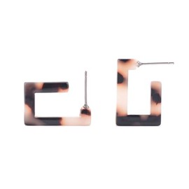 Light Tortoise Shell Hypoallergenic Small Huggie Square Shaped Hoop Earrings | Allergen Safe Earrings, Huggie, Minimal, Everyday, Light Brown, Blonde, Lightweight, Acetate, Acrylic, Resin, Gift