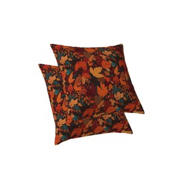 ggaimwf 2 Set Couch Pillowcases Leaves Burnt Orange Autumn Maple Leaf Linen Decorative Cushion Covers with Invisible Zipper for Fall Party Sofa Chair Home Living Room Bed Square Pillow Covers 45x45cm
