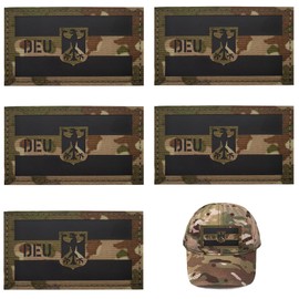 Pack of 5 Germany IR Infrared Reflective Patches Velcro Military Reflective Germany Flag Patch German Army Patch Velcro Patches for Backpacks Military Sticker Badge Velcro Straps