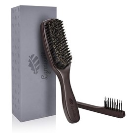 Cepillo de pelo 100% de cerdas de jabalí para cabello fino y fino, cepillo de madera hecho a mano para hombres y mujeres, añade brillo, suavidad y vol